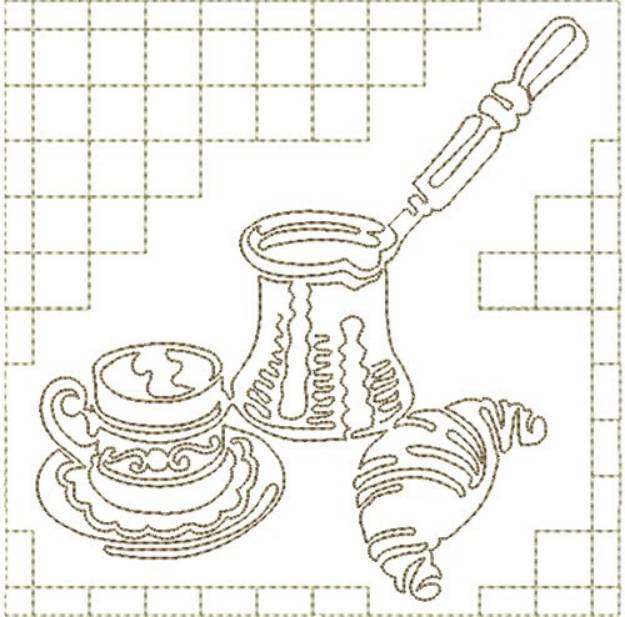 Picture of Coffee and Croissant Machine Embroidery Design