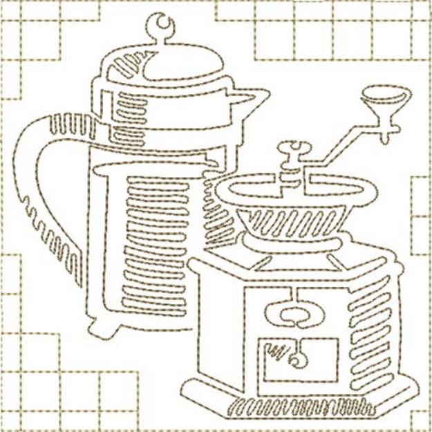 Picture of Coffee and Grinder Machine Embroidery Design
