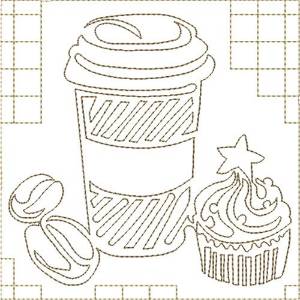 Picture of Coffee and Cupcake Machine Embroidery Design