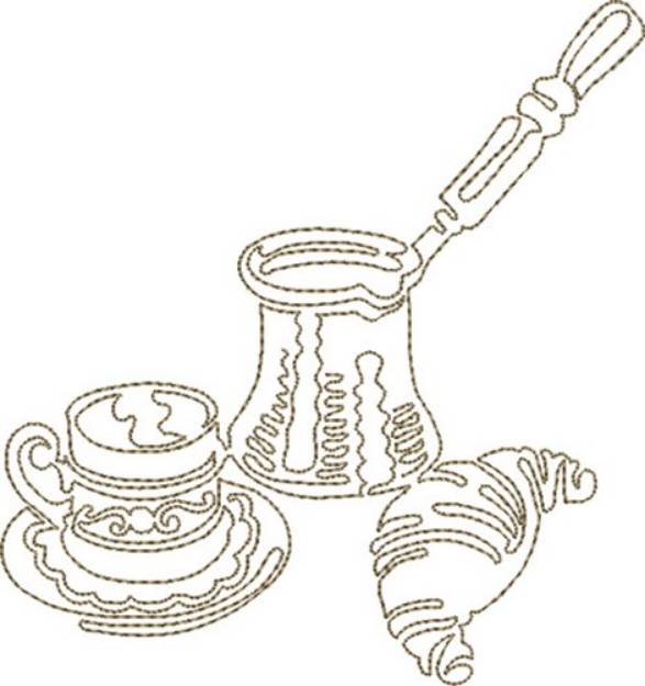 Picture of Coffee & Croissant Machine Embroidery Design