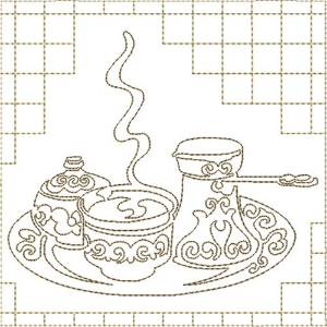 Picture of Coffee Set Block Machine Embroidery Design