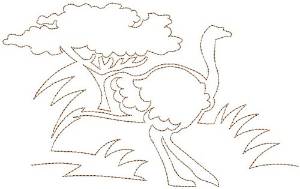 Picture of Serengeti Ostrich Quilting Outline Machine Embroidery Design