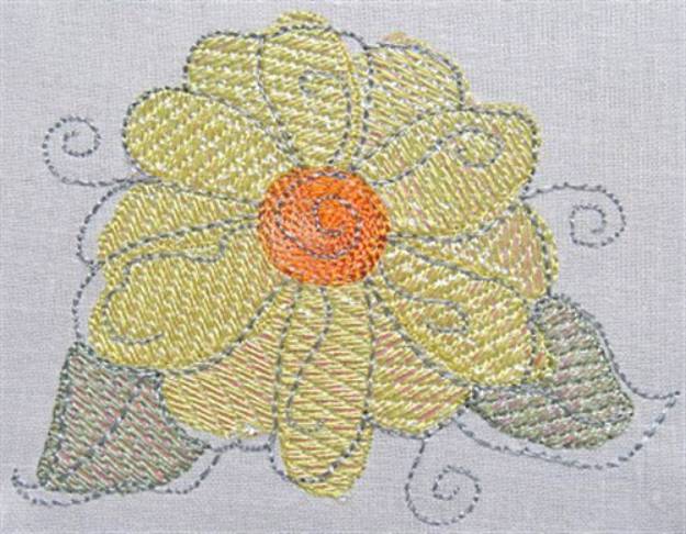 Picture of Mylar Retro Yellow Flower Machine Embroidery Design
