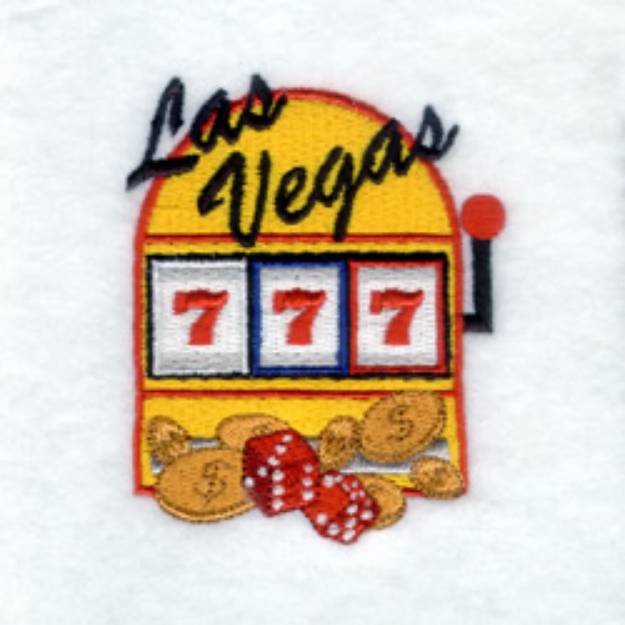 Picture of Las Vegas with Slot Machine Machine Embroidery Design
