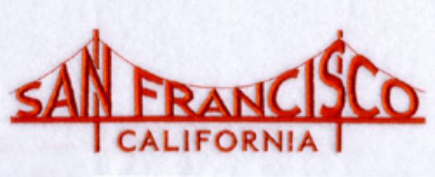 Picture of San Francisco in Golden Gate Bridge Machine Embroidery Design