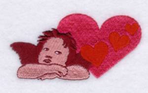 Picture of Cupid with Hearts Pocket Topper Machine Embroidery Design