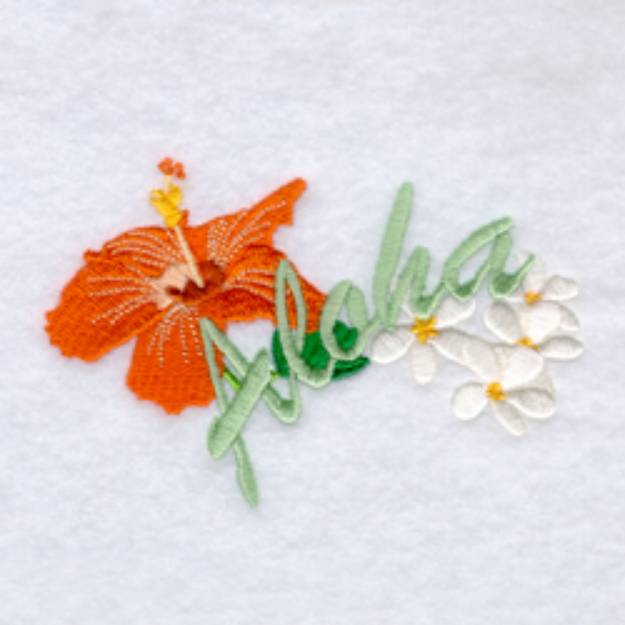 Picture of Aloha with Flowers Machine Embroidery Design