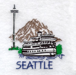 Seattle with Symbols Machine Embroidery Design
