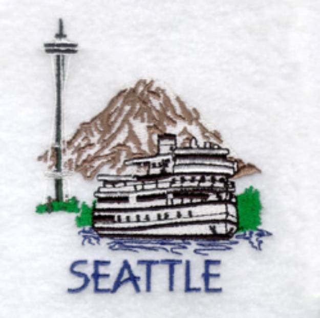Picture of Seattle with Symbols Machine Embroidery Design