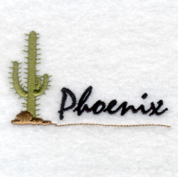 Phoenix with Cactus - Small Machine Embroidery Design