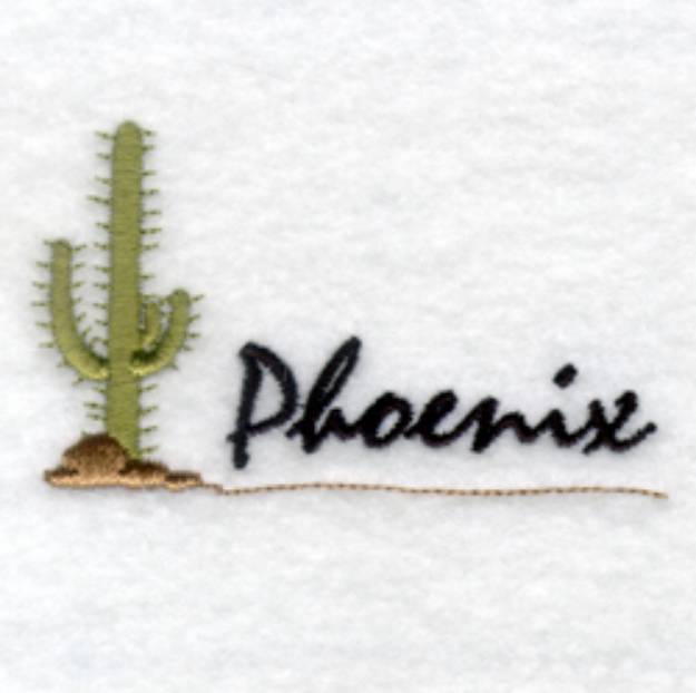 Picture of Phoenix with Cactus - Small Machine Embroidery Design