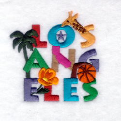 Los Angeles with Symbols - Small Machine Embroidery Design