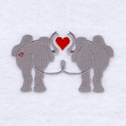 Elephants in Love Machine Embroidery Design