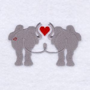 Picture of Elephants in Love Machine Embroidery Design