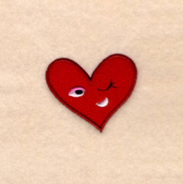 Picture of Flirty Heart Face Machine Embroidery Design