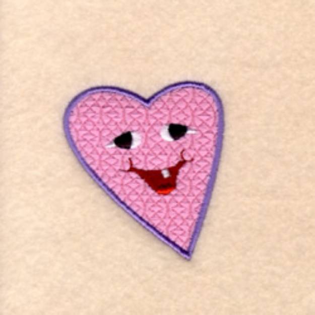 Picture of Happy Heart Face Machine Embroidery Design
