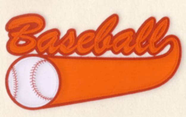 Picture of Baseball 3 Color Applique Machine Embroidery Design