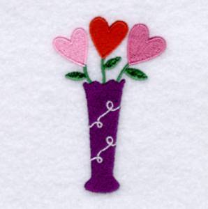Picture of Flower Hearts in Vase Machine Embroidery Design