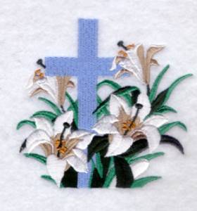 Picture of Lilies with Cross Machine Embroidery Design