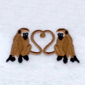 Picture of Monkeys in Love Machine Embroidery Design