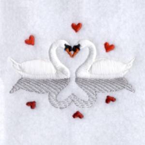 Picture of Swans in Love with Reflection Machine Embroidery Design