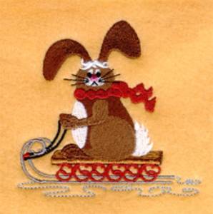 Picture of Snow Bunny Sledding Machine Embroidery Design