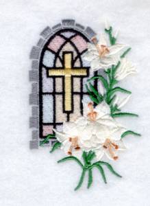 Picture of Easter Lily Church Window Machine Embroidery Design