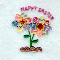 Happy Easter Flower Machine Embroidery Design
