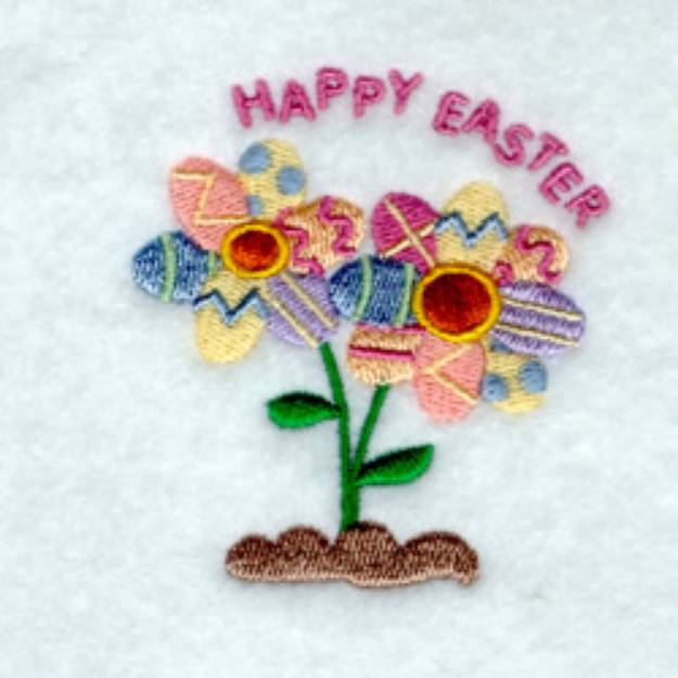 Picture of Happy Easter Flower Machine Embroidery Design