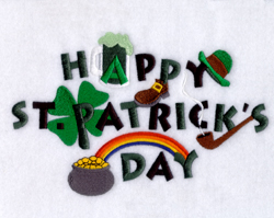 Happy St. Patricks Day - Large Machine Embroidery Design