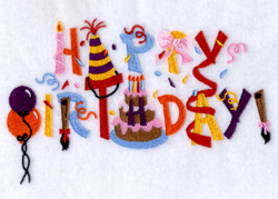 Happy Birthday Large Machine Embroidery Design