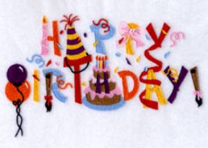 Picture of Happy Birthday Large Machine Embroidery Design