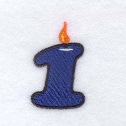 Candle Number "1" Machine Embroidery Design