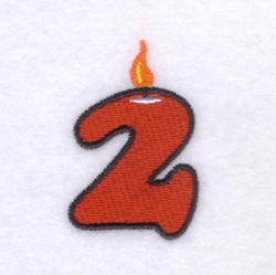 Candle Number "2" Machine Embroidery Design