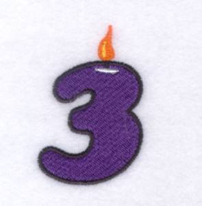 Picture of Candle Number "3" Machine Embroidery Design