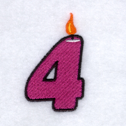Candle Number "4" Machine Embroidery Design