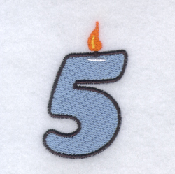 Candle Number "5" Machine Embroidery Design