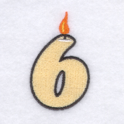 Candle Number "6" Machine Embroidery Design