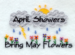 April Showers Bring May Flowers Machine Embroidery Design