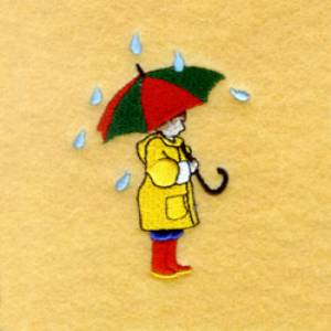 Picture of Child Holding Umbrella Machine Embroidery Design