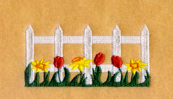 Flowers Along Fence Machine Embroidery Design