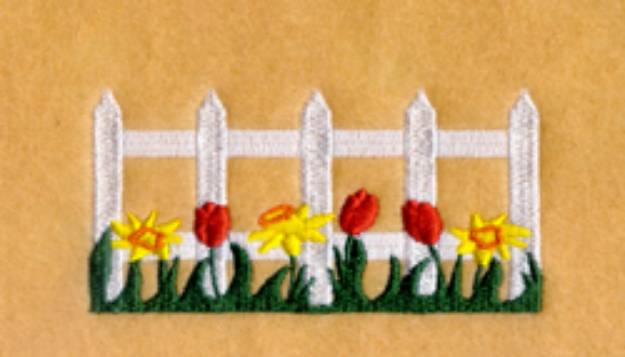 Picture of Flowers Along Fence Machine Embroidery Design