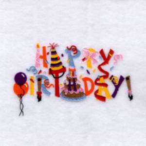 Picture of Happy Birthday Small Machine Embroidery Design