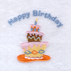 Happy Birthday Cake Machine Embroidery Design
