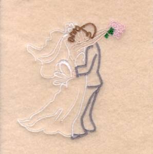 Picture of Bride & Groom Kissing Machine Embroidery Design