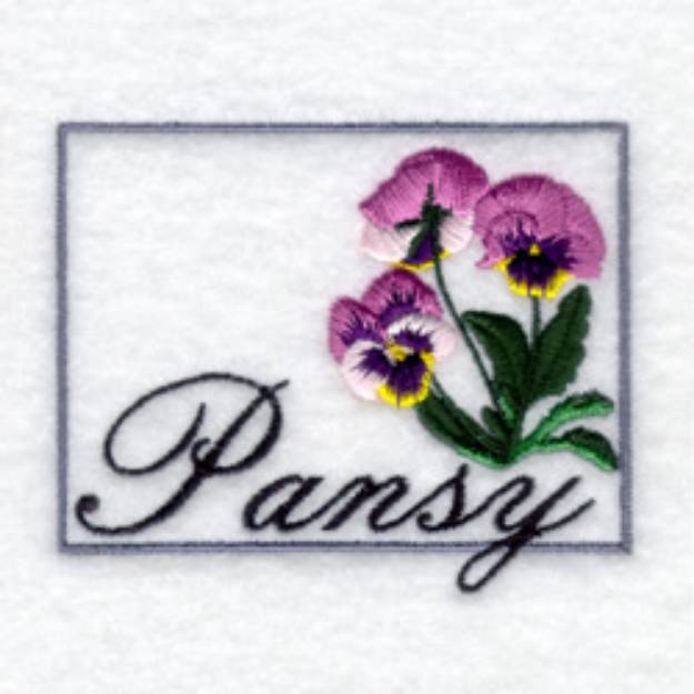 Picture of Framed Pansy Machine Embroidery Design