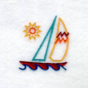 Picture of Sailboat with Sun Machine Embroidery Design