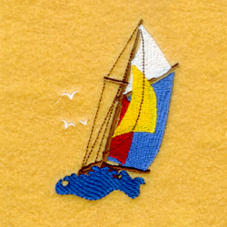 Sailboat with Seagulls Machine Embroidery Design