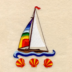Sailboat with Seashells Machine Embroidery Design