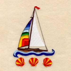 Picture of Sailboat with Seashells Machine Embroidery Design